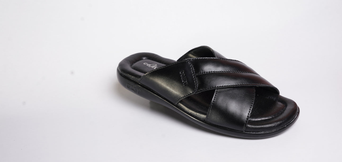 Silver Star Mart Panroma 2521 Men’s Black Slippers – Comfortable Daily Wear Slides