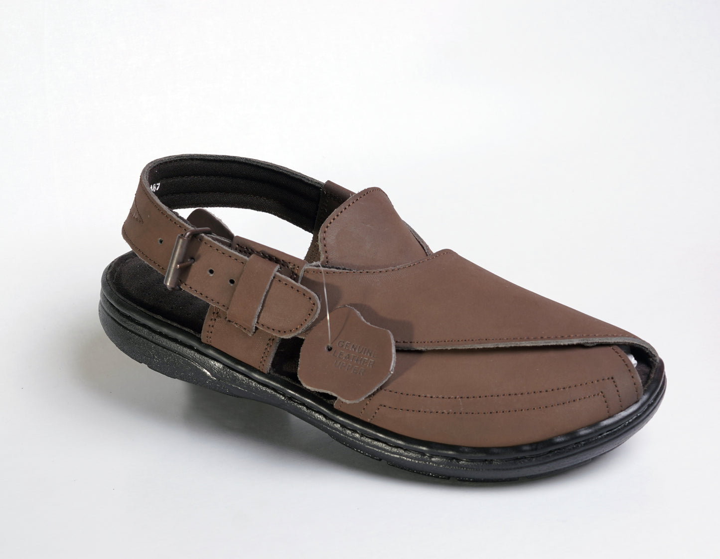 1 Silver Star VZ 09 Men’s Peshawari Chappal – Square-Toe Leather Sandals – Traditional Footwear in Brown