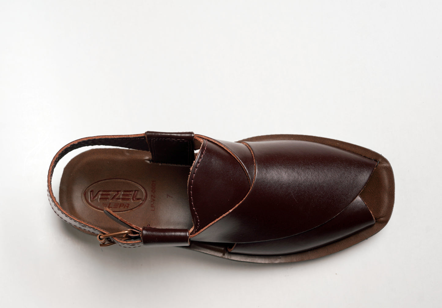 5 Silver Star VZ 07 Men’s Peshawari Chappal – Square-Toe Leather Sandals – Traditional Footwear in Brown