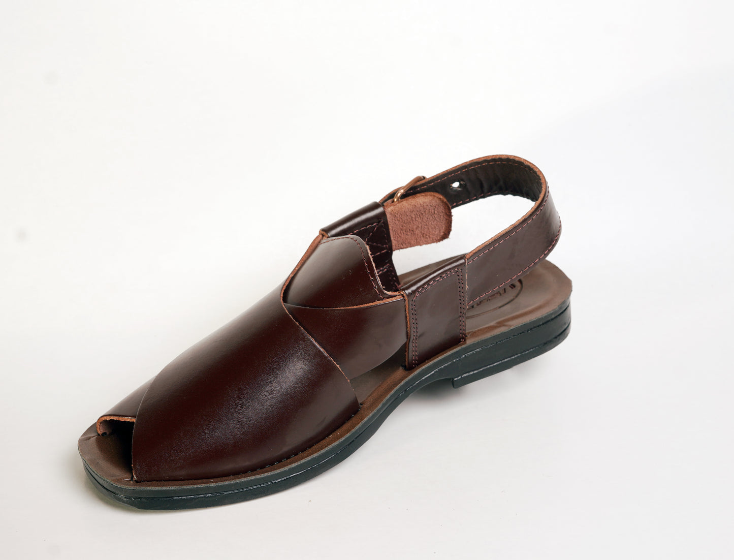 5 Silver Star VZ 07 Men’s Peshawari Chappal – Square-Toe Leather Sandals – Traditional Footwear in Brown