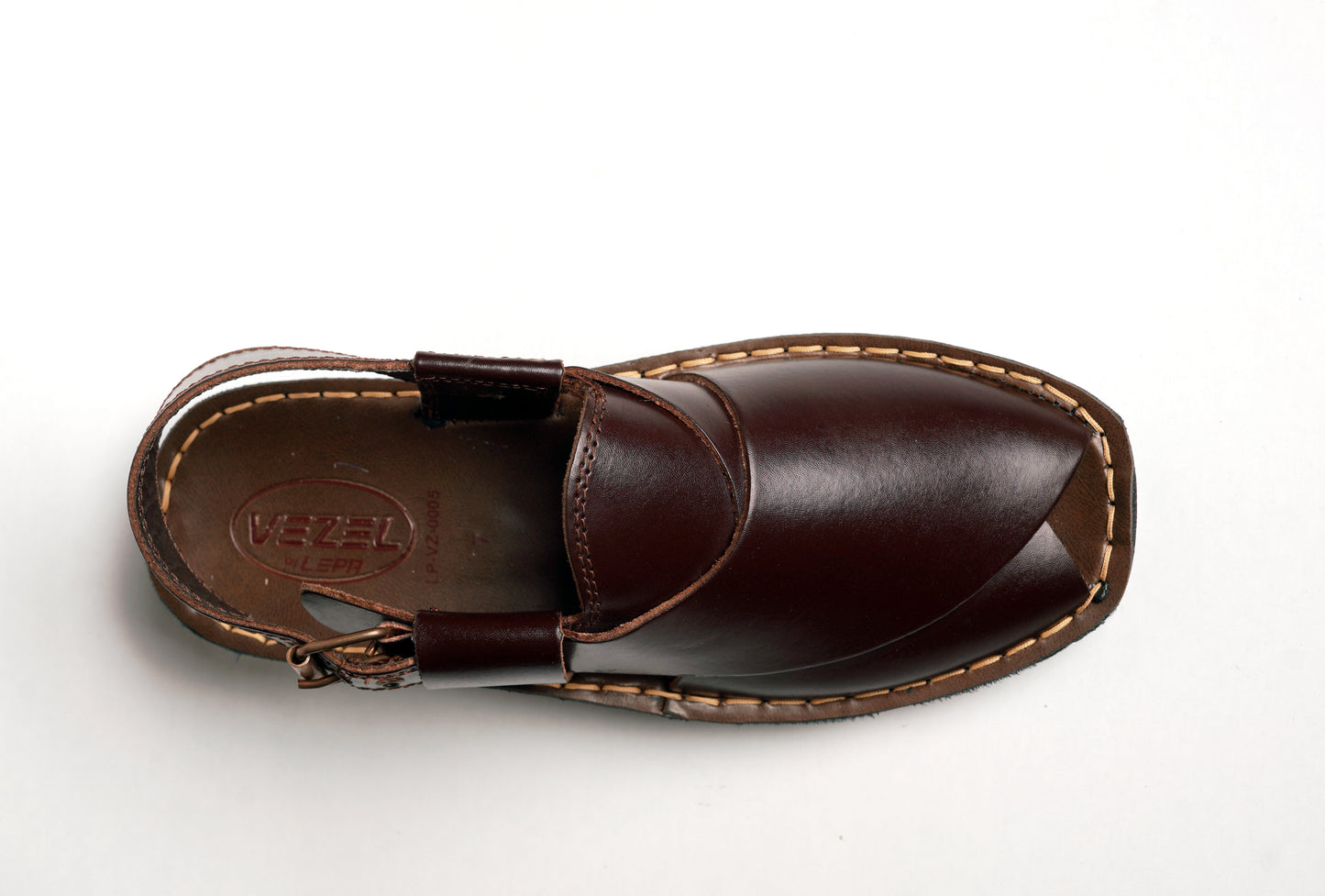 5 Silver Star VZ 07 Men’s Peshawari Chappal – Square-Toe Leather Sandals – Traditional Footwear in Brown
