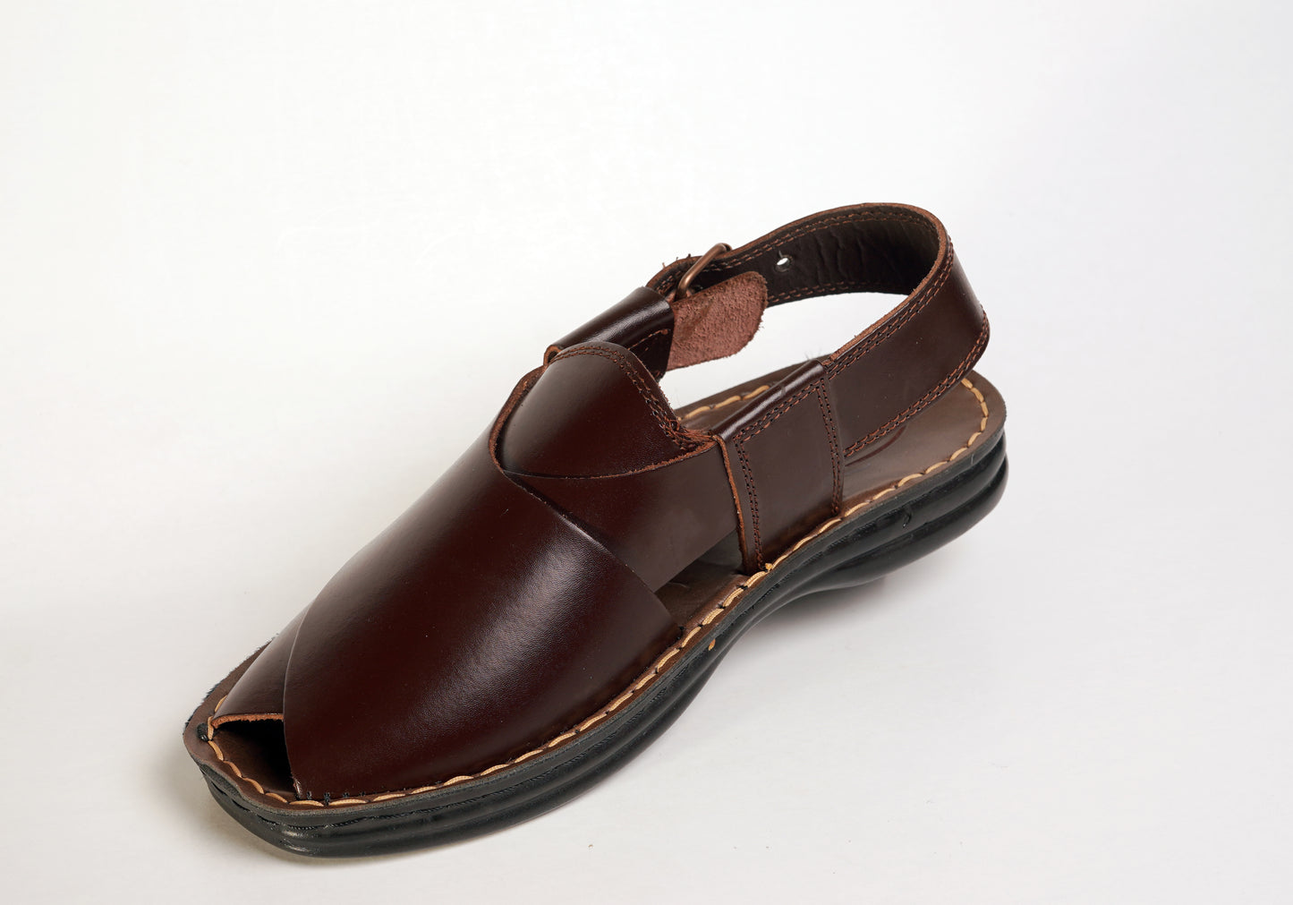 5 Silver Star VZ 07 Men’s Peshawari Chappal – Square-Toe Leather Sandals – Traditional Footwear in Brown