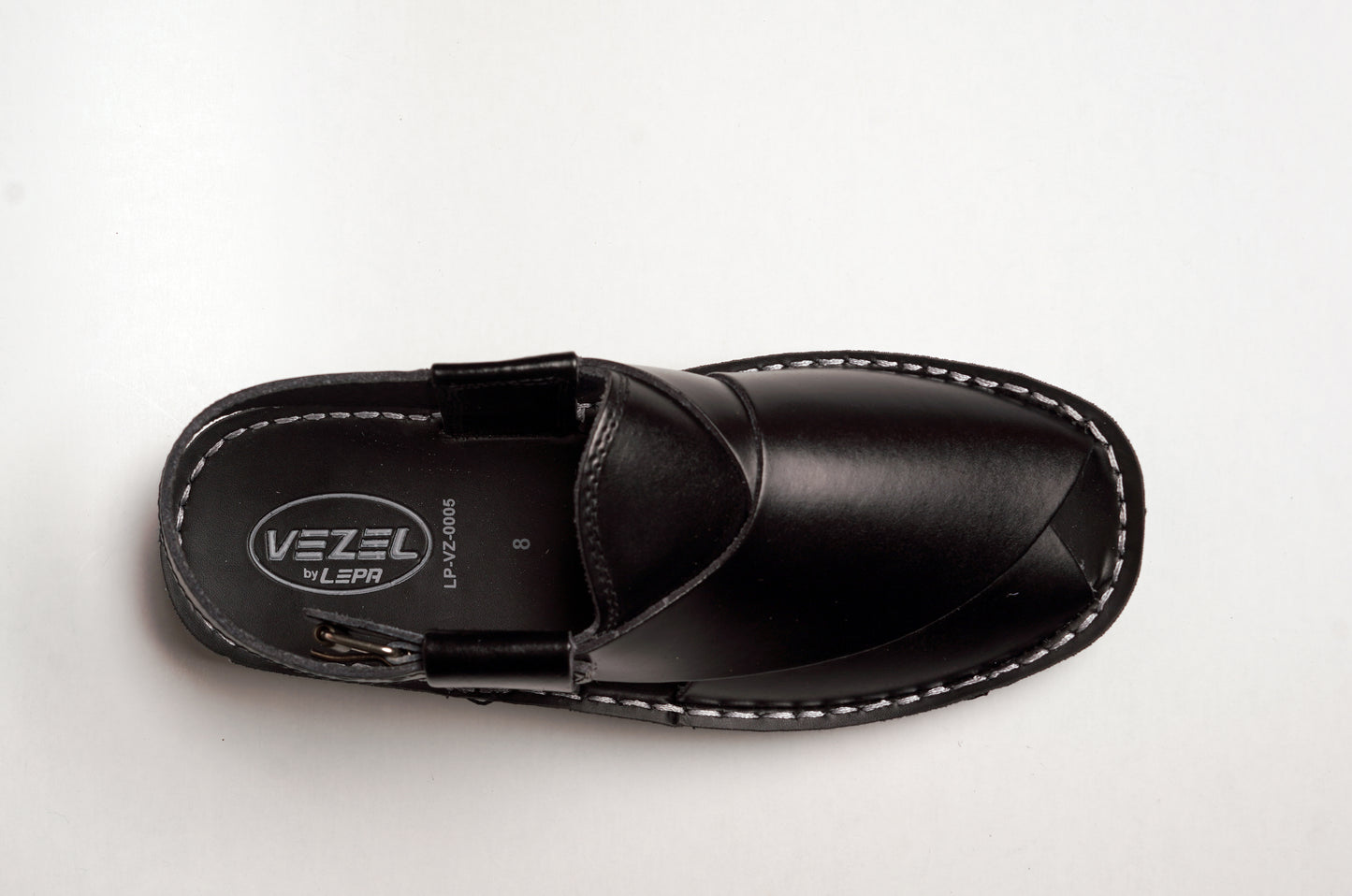 6 Silver Star VZ 08 Men’s Peshawari Chappal – Square-Toe Leather Sandals – Traditional Footwear in Black