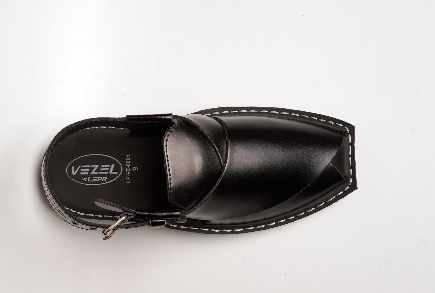 2 Silver Star VZ 09 Men’s Peshawari Chappal – Square-Toe Leather Sandals – Traditional Footwear in Black
