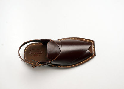 3 Silver Star VZ 09 Men’s Peshawari Chappal – Square-Toe Leather Sandals – Traditional Footwear in Brown