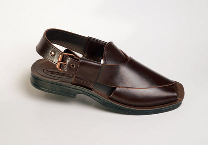 5 Silver Star VZ 07 Men’s Peshawari Chappal – Square-Toe Leather Sandals – Traditional Footwear in Brown