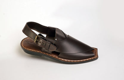 9 Silver Star VZ 07 Men’s Peshawari Chappal – Square-Toe Leather Sandals – Traditional Footwear in Brown