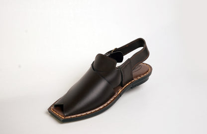 9 Silver Star VZ 07 Men’s Peshawari Chappal – Square-Toe Leather Sandals – Traditional Footwear in Brown