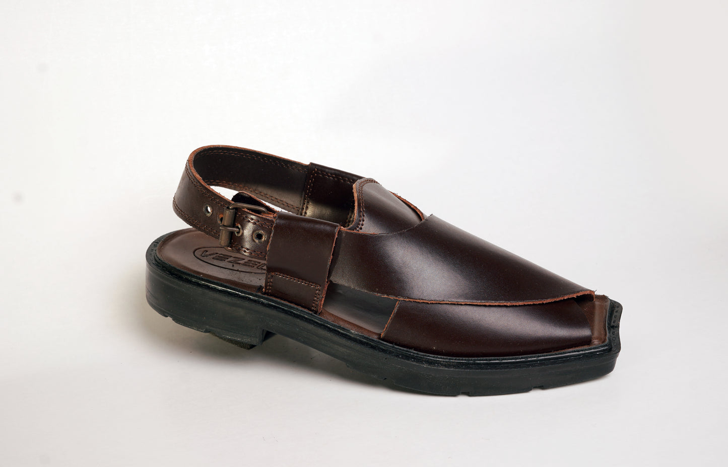 10 Silver Star VZ 09 Men’s Peshawari Chappal – Square-Toe Leather Sandals – Traditional Footwear in Brown