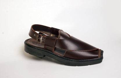 10 Silver Star VZ 09 Men’s Peshawari Chappal – Square-Toe Leather Sandals – Traditional Footwear in Brown