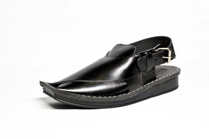 Silver Star VZ 09 Men’s Peshawari Chappal – Square-Toe Leather Sandals – Traditional Footwear in Black & Brown