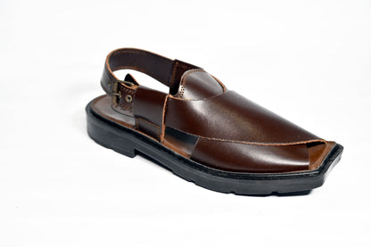 Silver Star VZ 09 Men’s Peshawari Chappal – Square-Toe Leather Sandals – Traditional Footwear in Black & Brown
