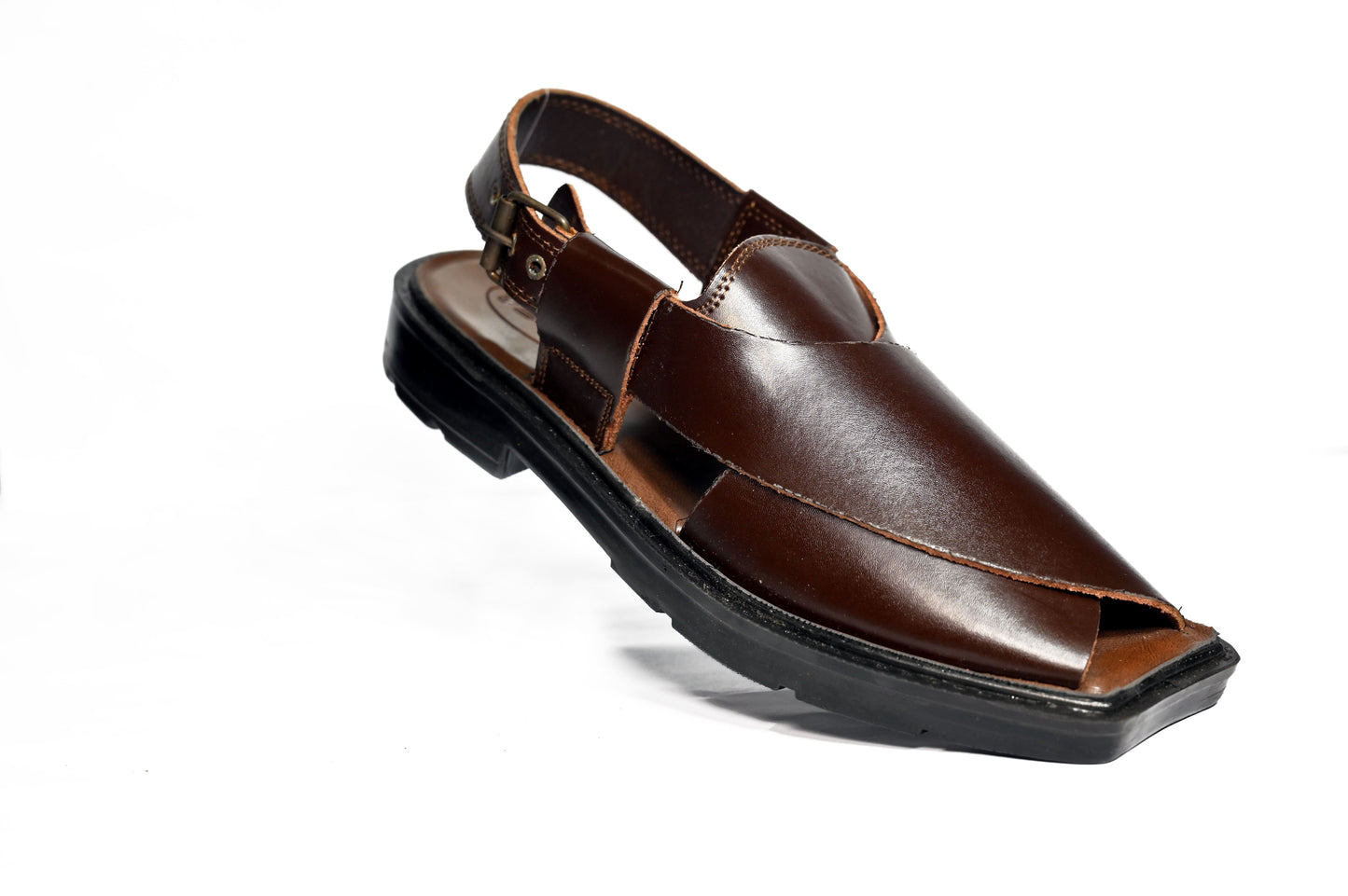 Silver Star VZ 09 Men’s Peshawari Chappal – Square-Toe Leather Sandals – Traditional Footwear in Black & Brown