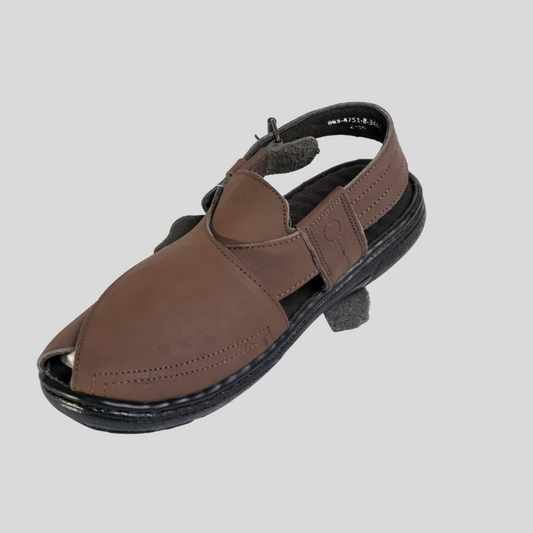 1 Silver Star VZ 09 Men’s Peshawari Chappal – Square-Toe Leather Sandals – Traditional Footwear in Brown