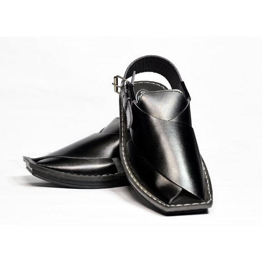 Silver Star VZ 09 Men’s Peshawari Chappal – Square-Toe Leather Sandals – Traditional Footwear in Black & Brown